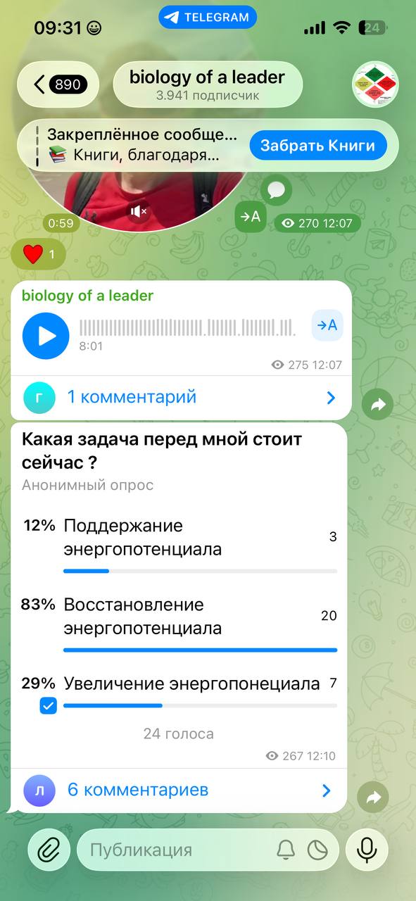 Telegram biology of a leader — 3941 подписчик