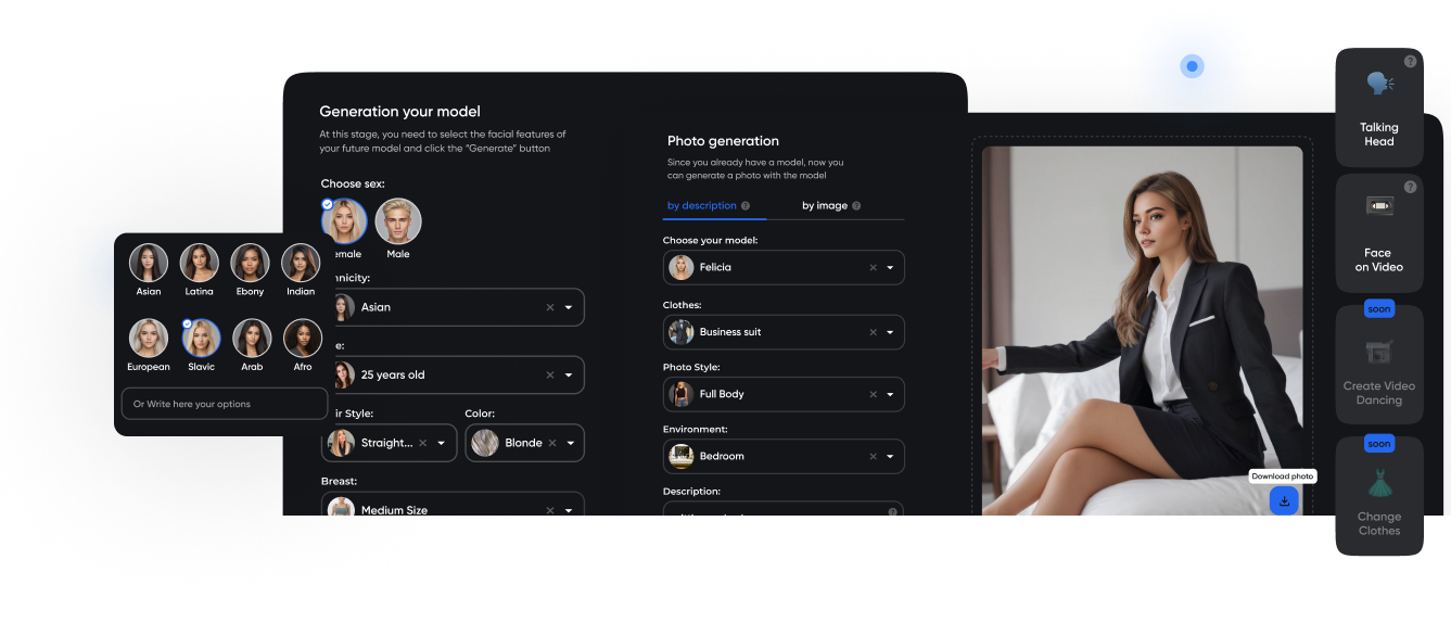 Interface create AI influencer