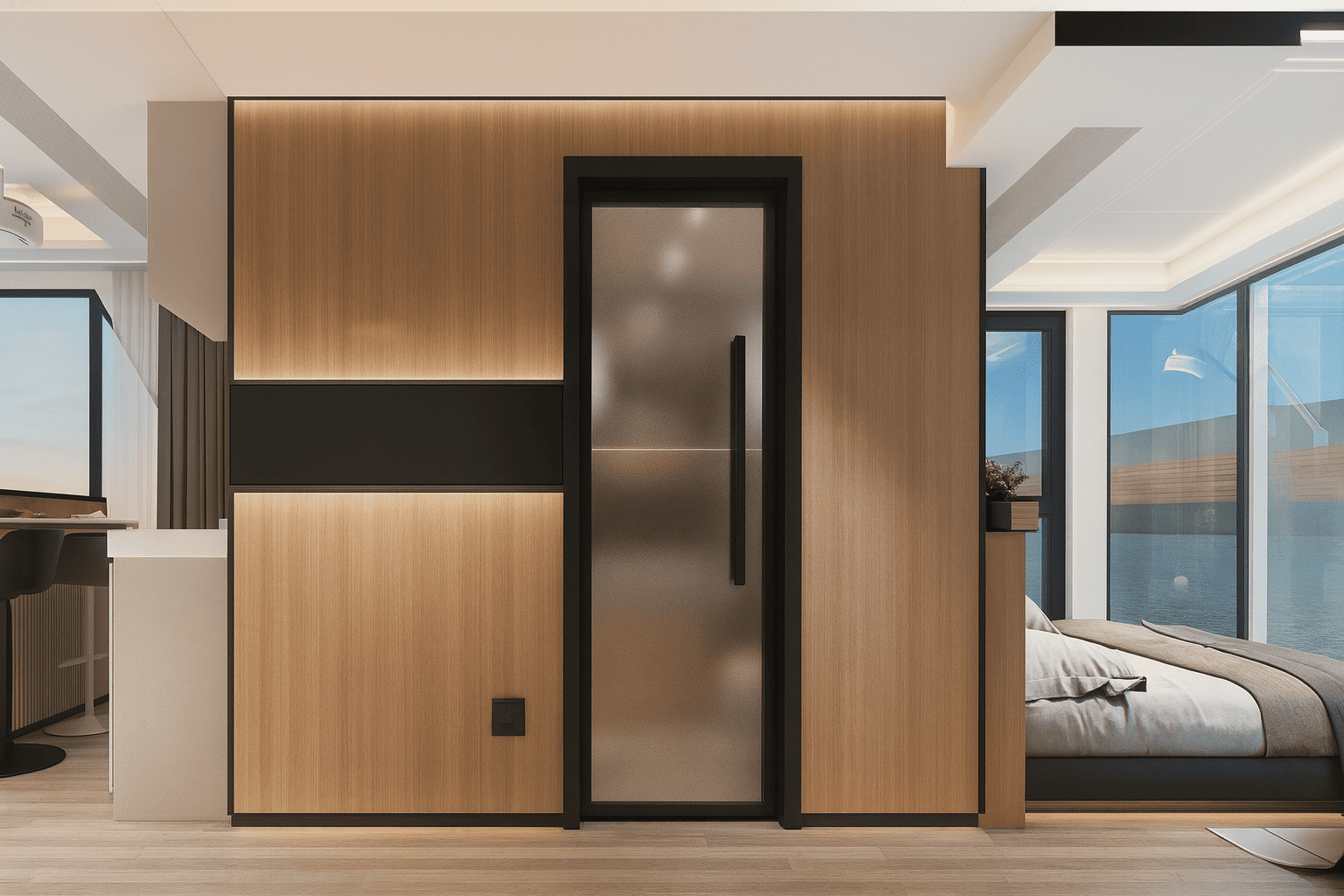 Fully customizable interior design of a luxury container home in Hokkaido