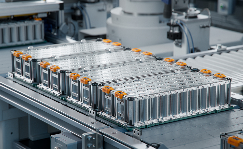 Battery cell modules on a production line