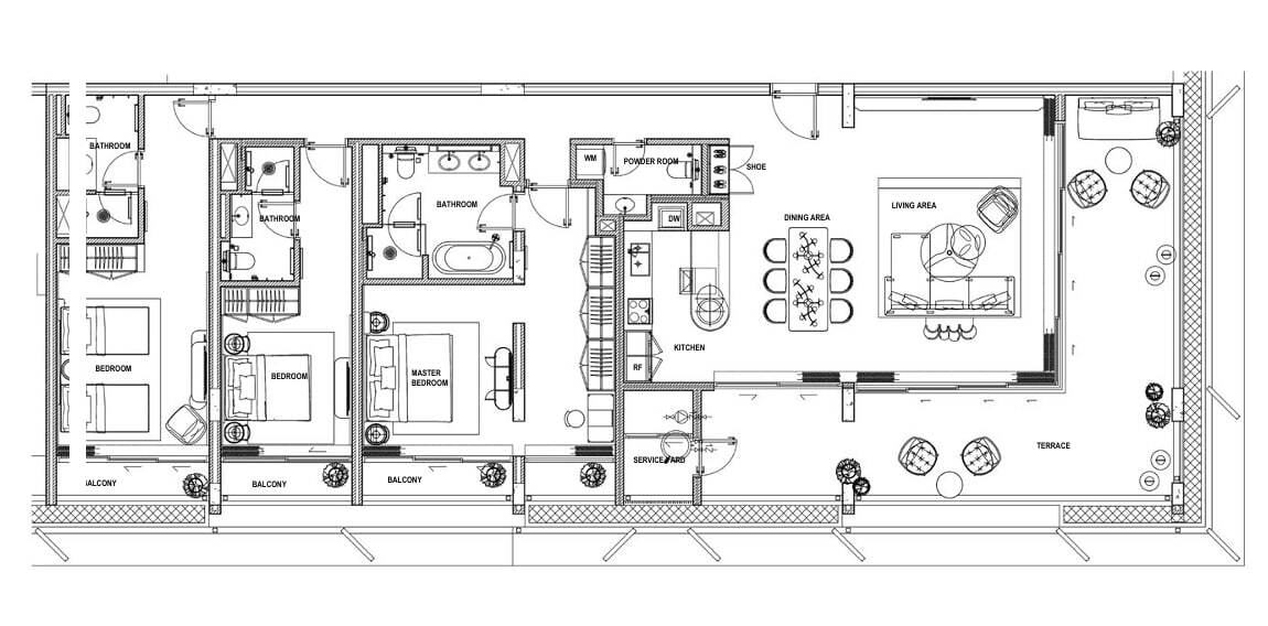 Eden Residences floor plan — 3 bedrooms, type A, 229 m²