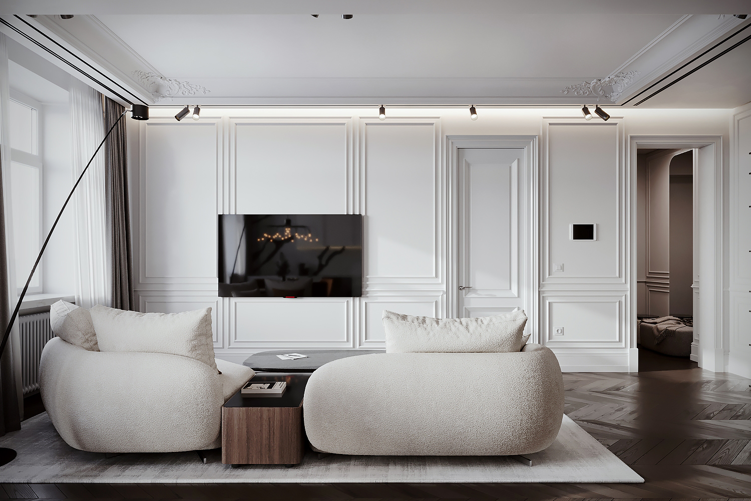 This compact 80 m² apartment is located in a building on the waterfront in the historic center of Moscow
