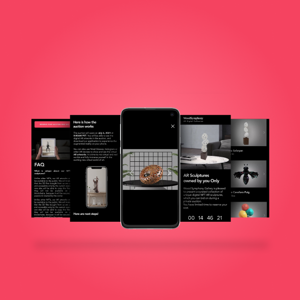 "Wood Symphony"- AR digital collection of NFT artworks website designed by Yugen Branding