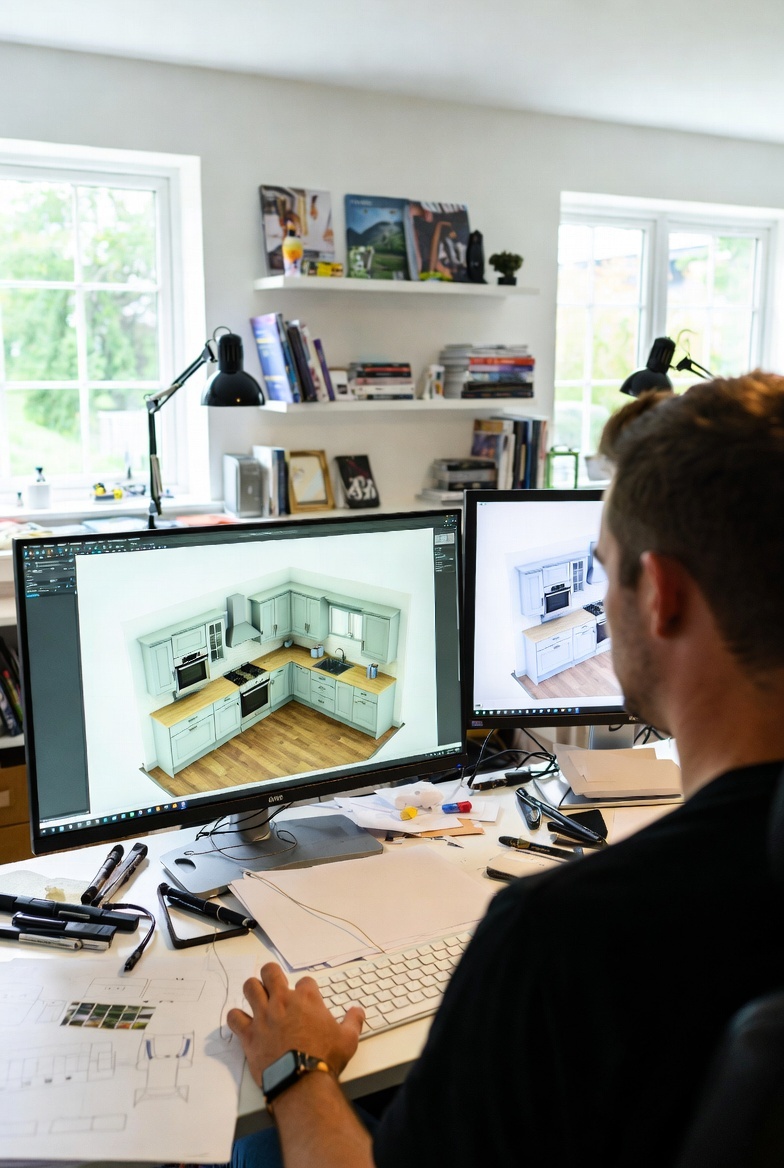 3D Custom Kitchen Design rendering and planning for Peterborough homes