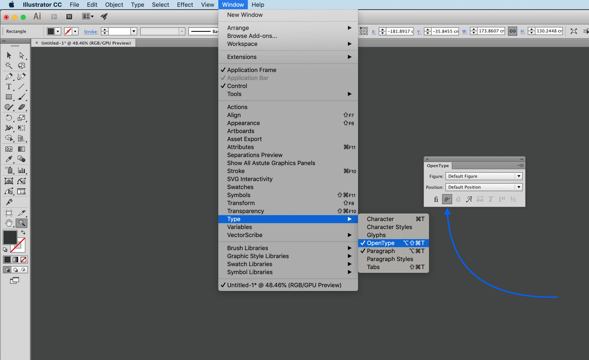 Activate contextual alternate in Adobe Illustrator