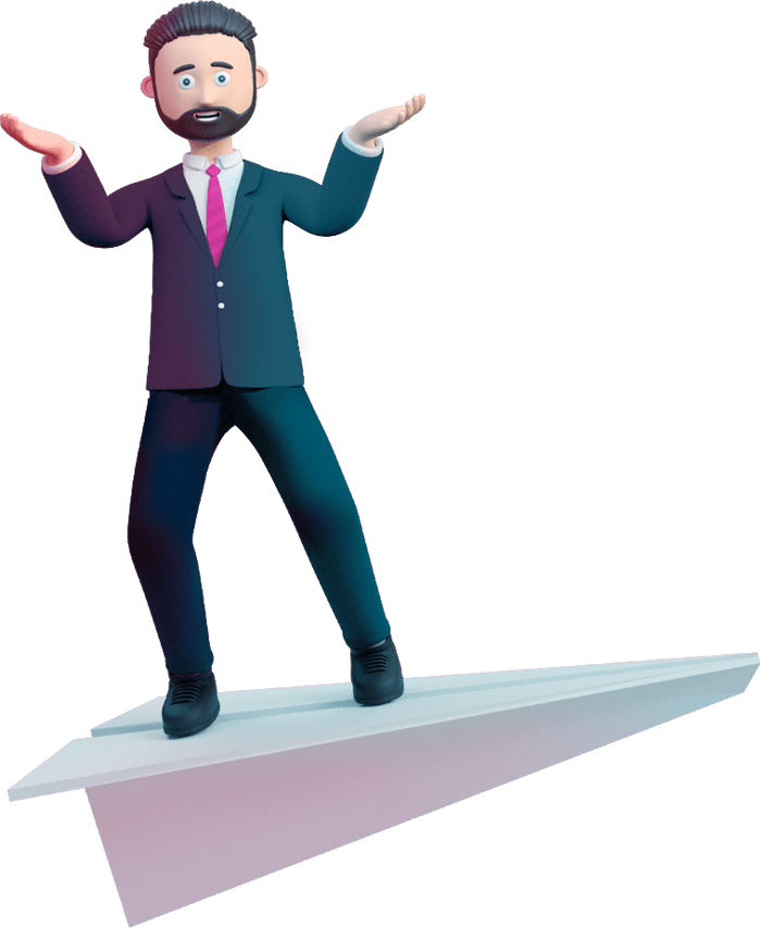 man on a paper plane