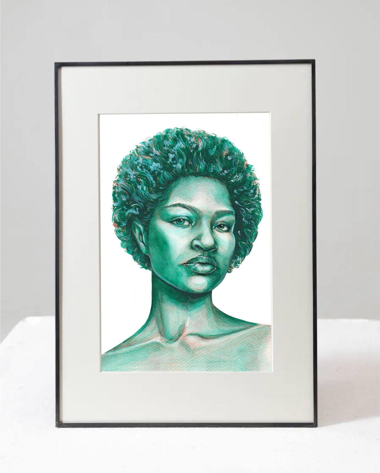 GREEN GIRL female woman portrait by artist VELLY vellyart artvelly purchase painting купить картину, акварельный портрет девушки женщины Вэлли художник vellyart.com