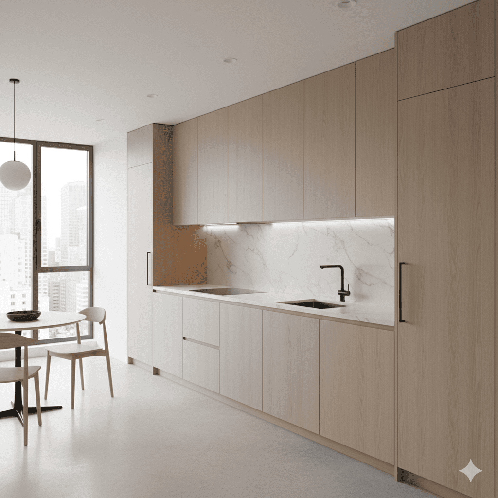 Straight run kitchen layout