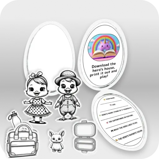 Character Bunny and his things with a questionnaire (B&amp;W)