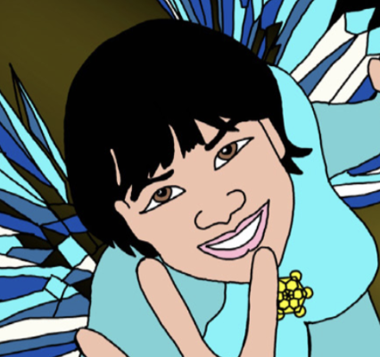 An illustrated superhero version of Jane X. Luu