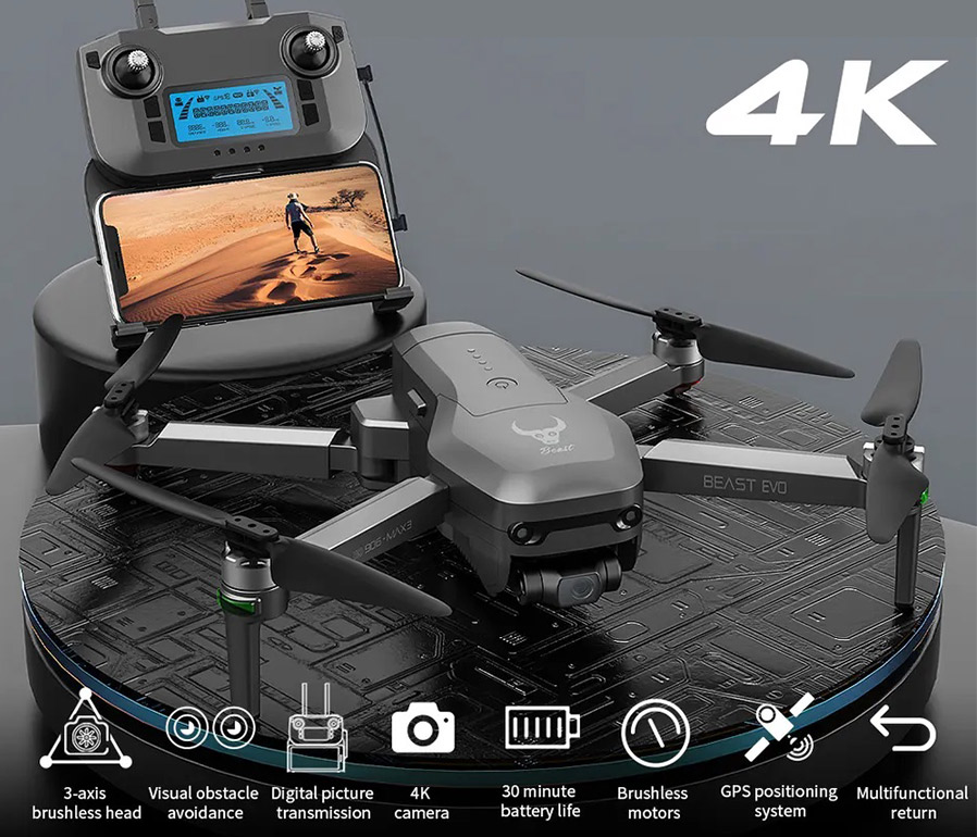 Квадрокоптер SG906 MAX 3 с дальністю до 4 км, датчик перешкод та