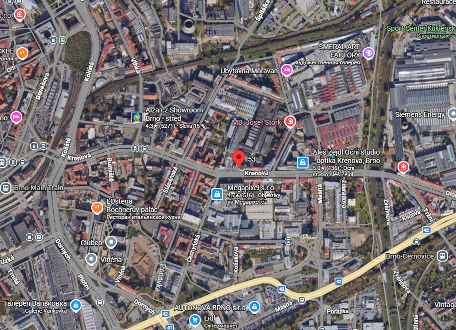 Mapa studia NAILÉ v Brně
