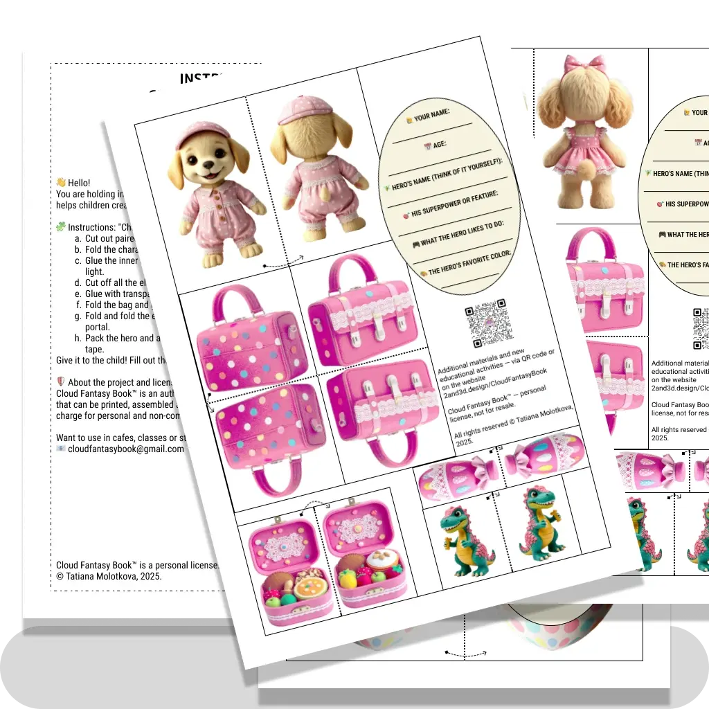 Character Dogs and his things with a questionnaire Pink