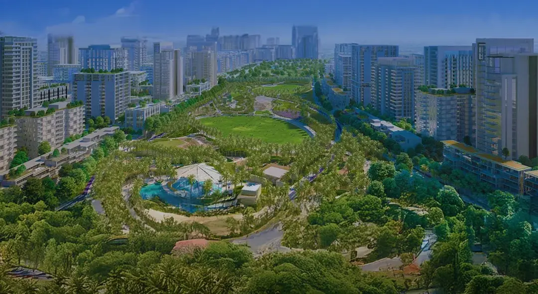 Illustrative view of landscaped parkland