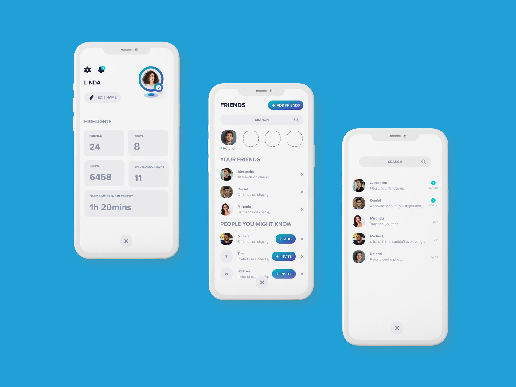 Mobile app Checky/UI/UX design screens 3