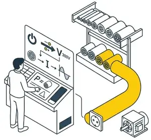 Ilustrație 2D – calculul puterii și dimensionarea cablurilor de forță