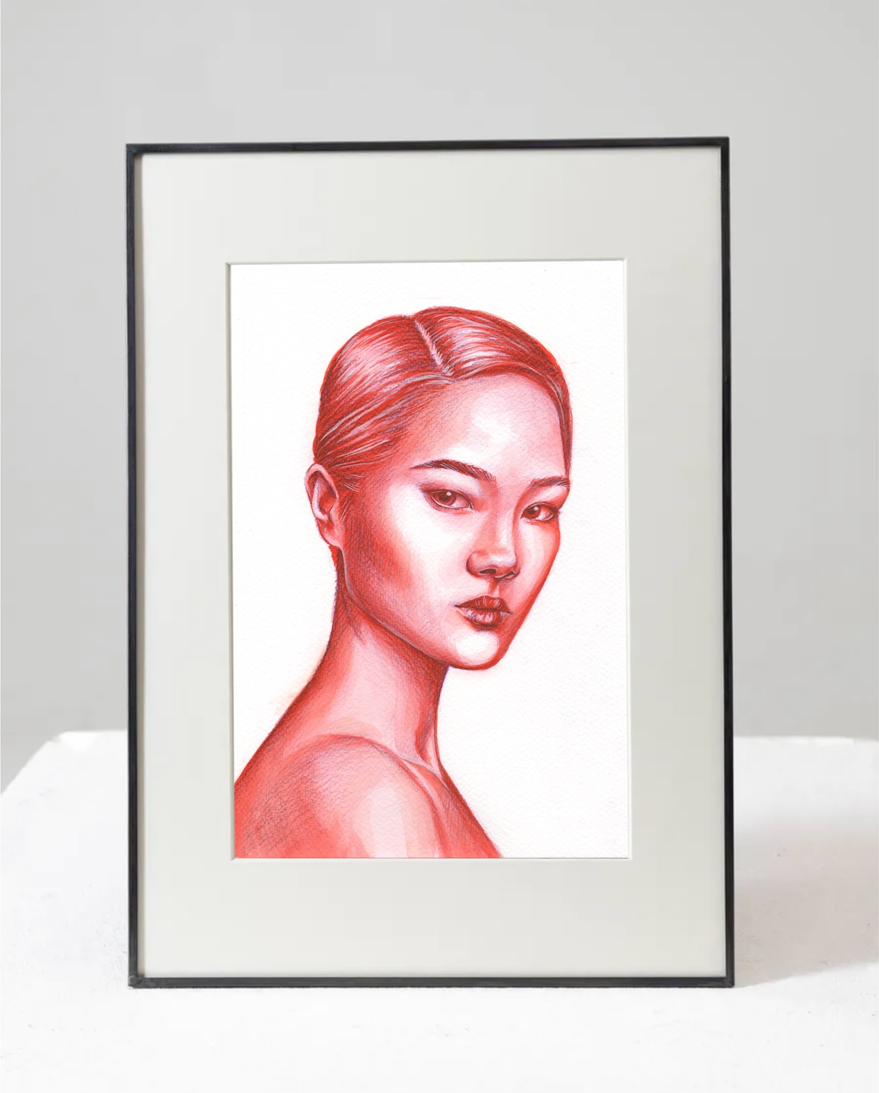 RED GIRL female woman portrait by artist VELLY vellyart artvelly purchase painting купить картину, акварельный портрет девушки женщины Вэлли художник vellyart.com