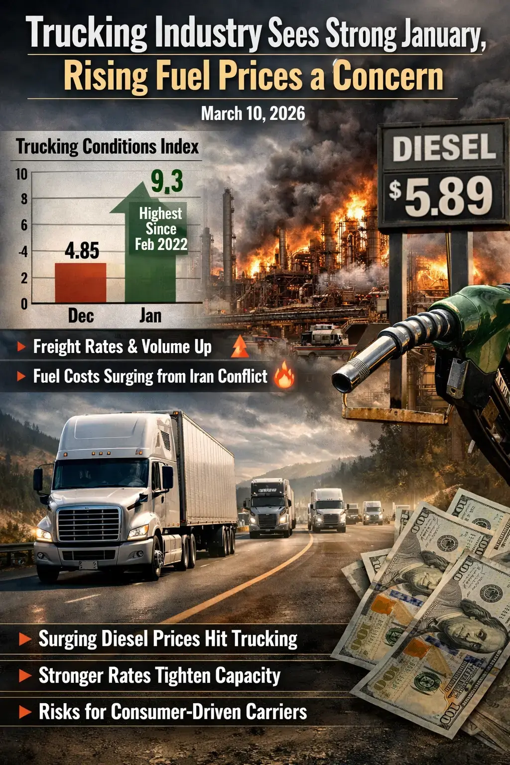 Trucking Industry Sees Strong January Amid Rising Fuel Prices