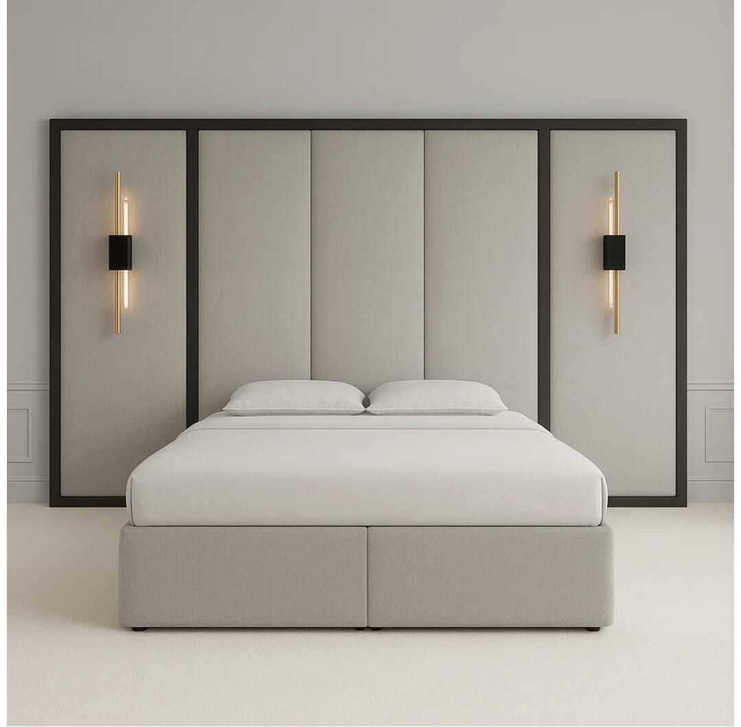 Bespoke padded headboard with wing detailing