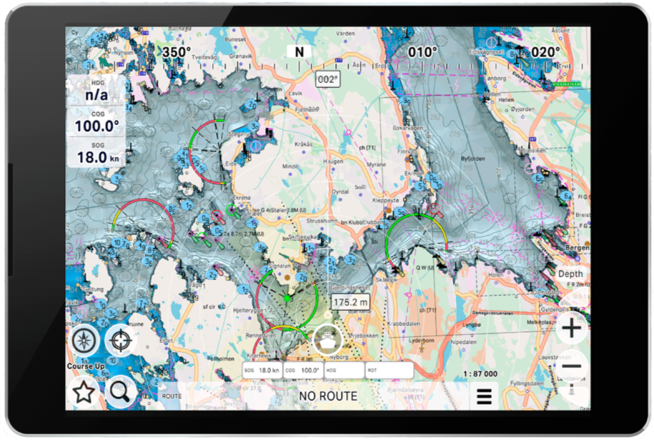 nautical chart on the tablet