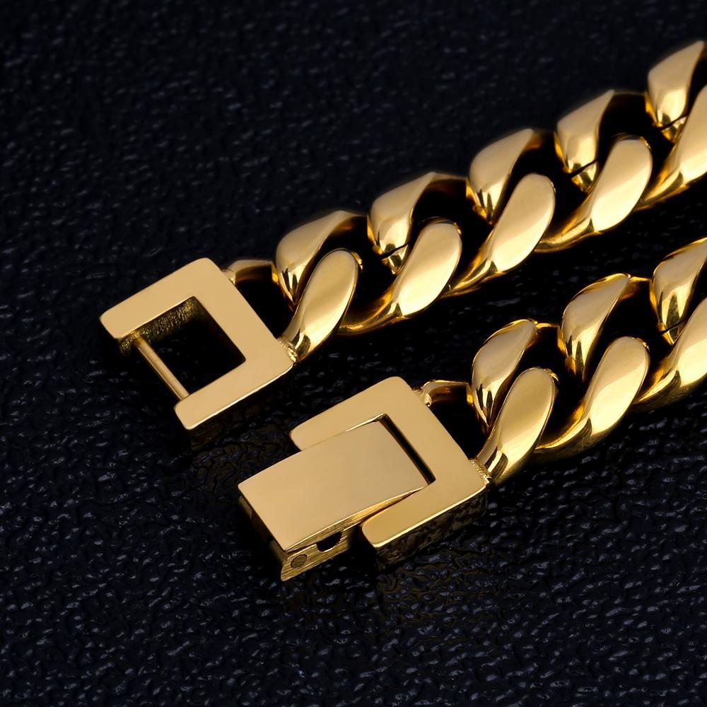 Gold Cuban Bracelet 10mm Steel ICED KYIV