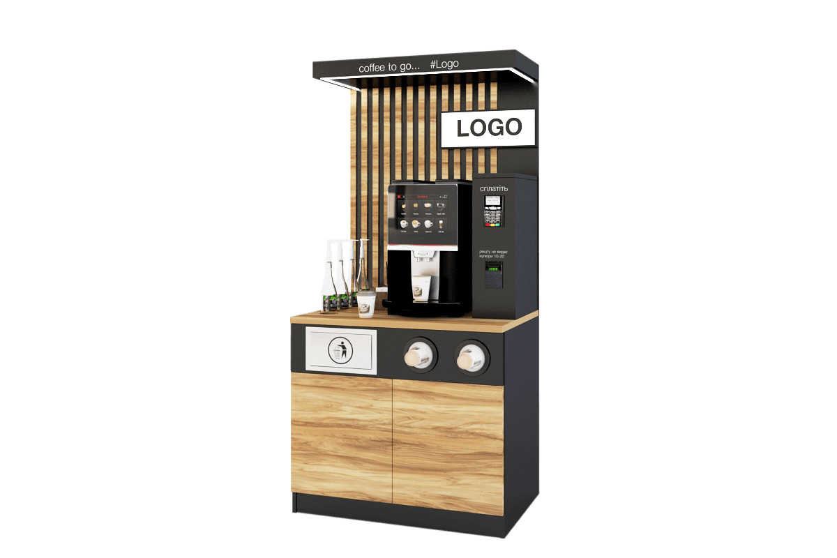 Тумба под кофемашину с диспенсерами для стаканов