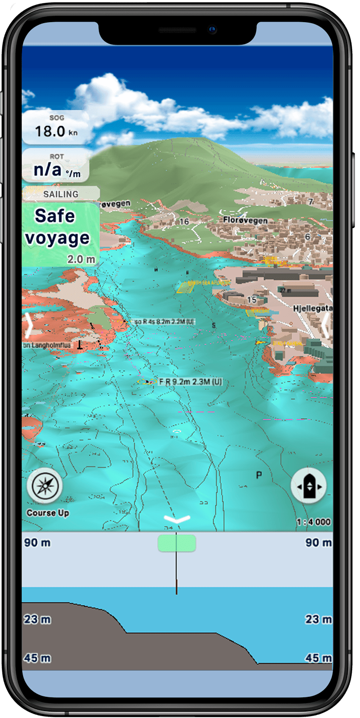 marine navigator app on smartphone