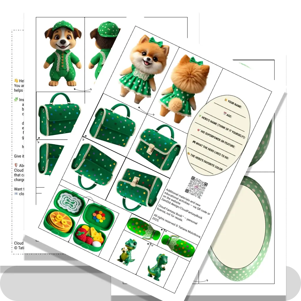 Character Dogs and his things with a questionnaire Green