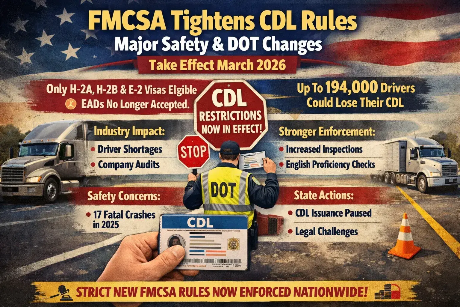 FMCSA CDL rule changes 2026 truck inspection highway