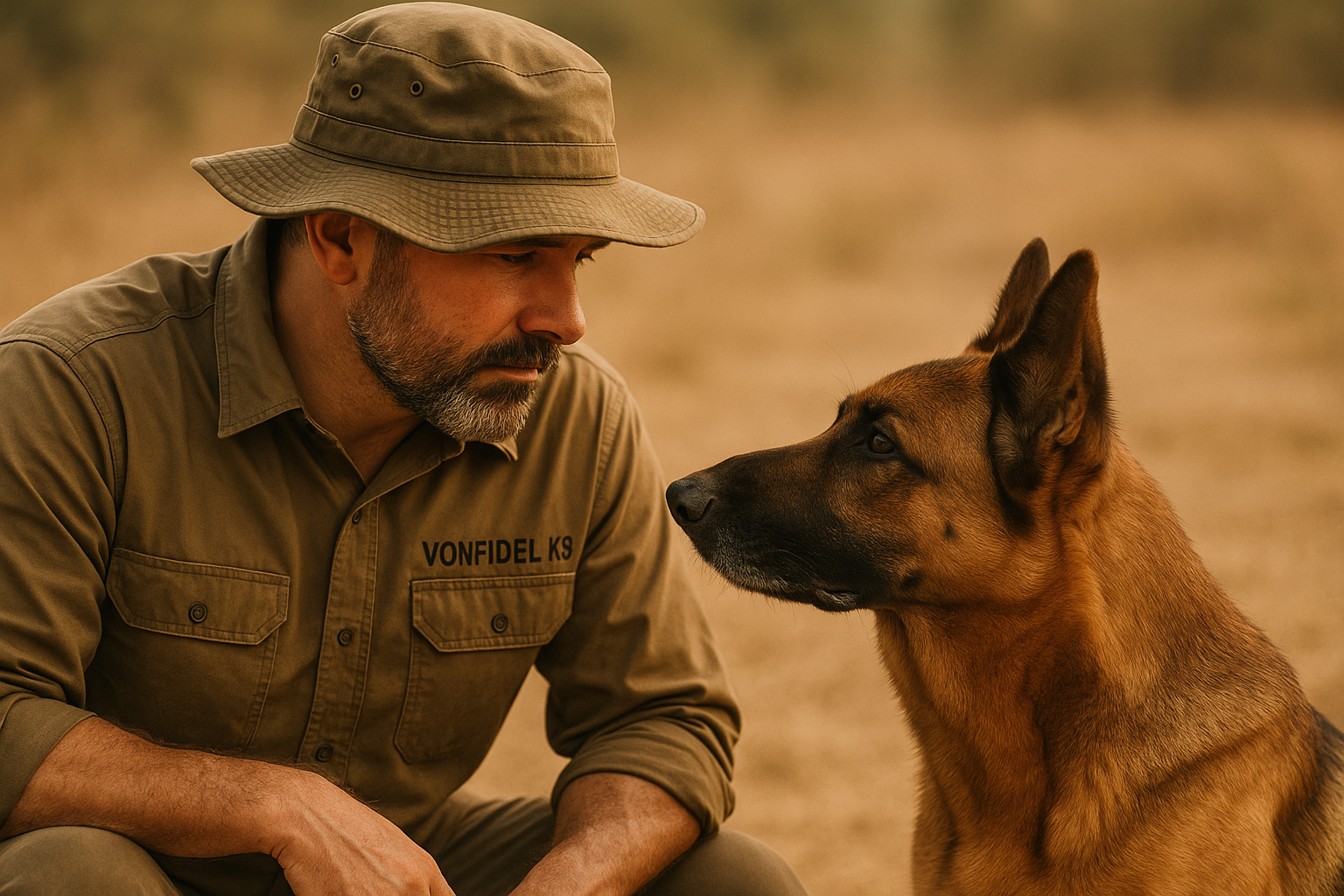 VONFIDEL K9 handler working calmly with a dog during relationship-based training