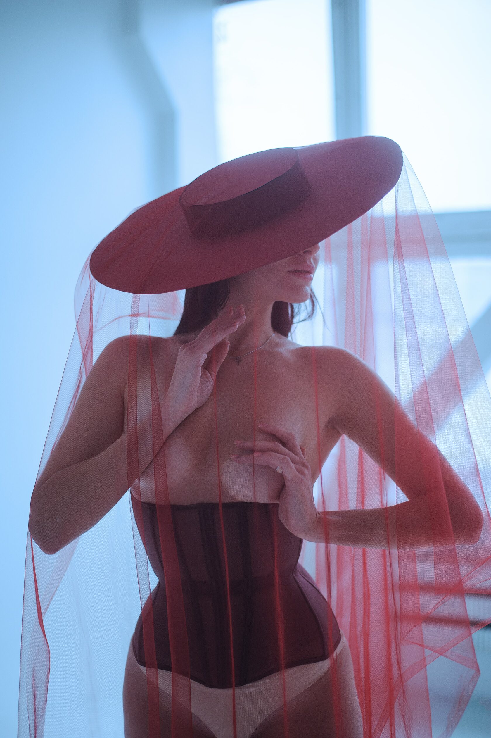 burgundy underbust corset