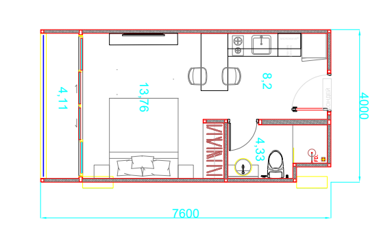 Studio floor plan 30 m² Sun Hills Layan