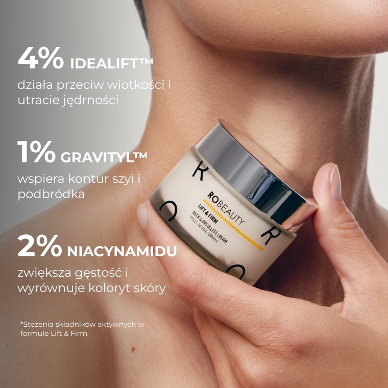 Składniki aktywne: 4% Idealift™, 1% Gravityl™, 2% niacynamid