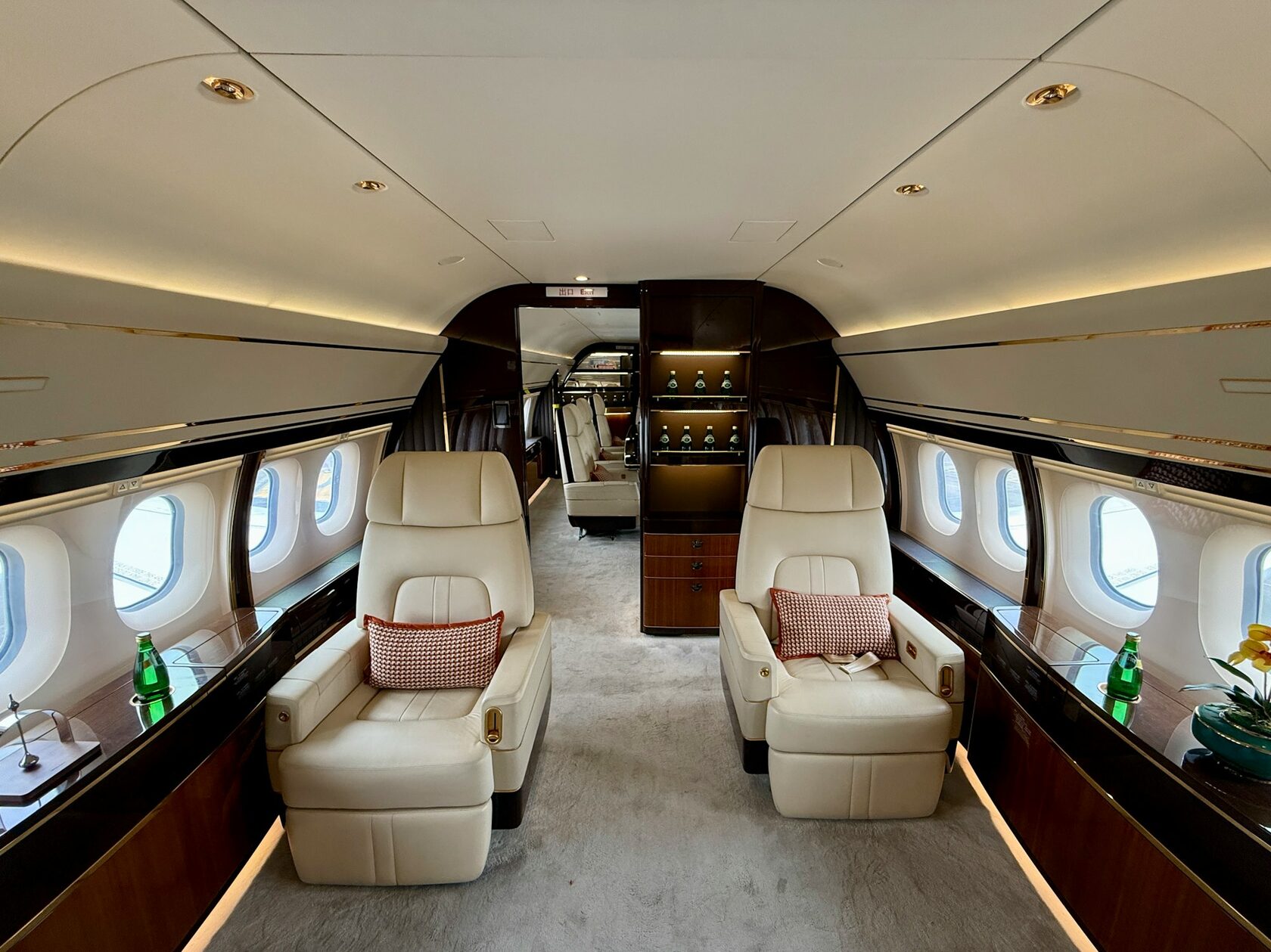 A private jet cabin interior