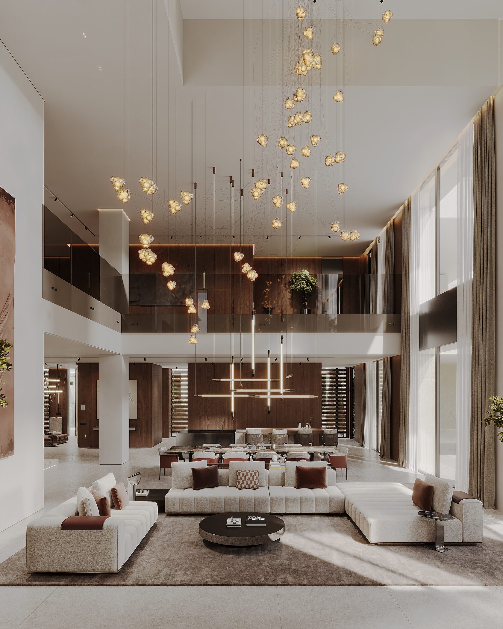 The interior of this three-story villa in Limassol — including a basement level with a wine room and home cinema — blends simplicity, scale, and refinement