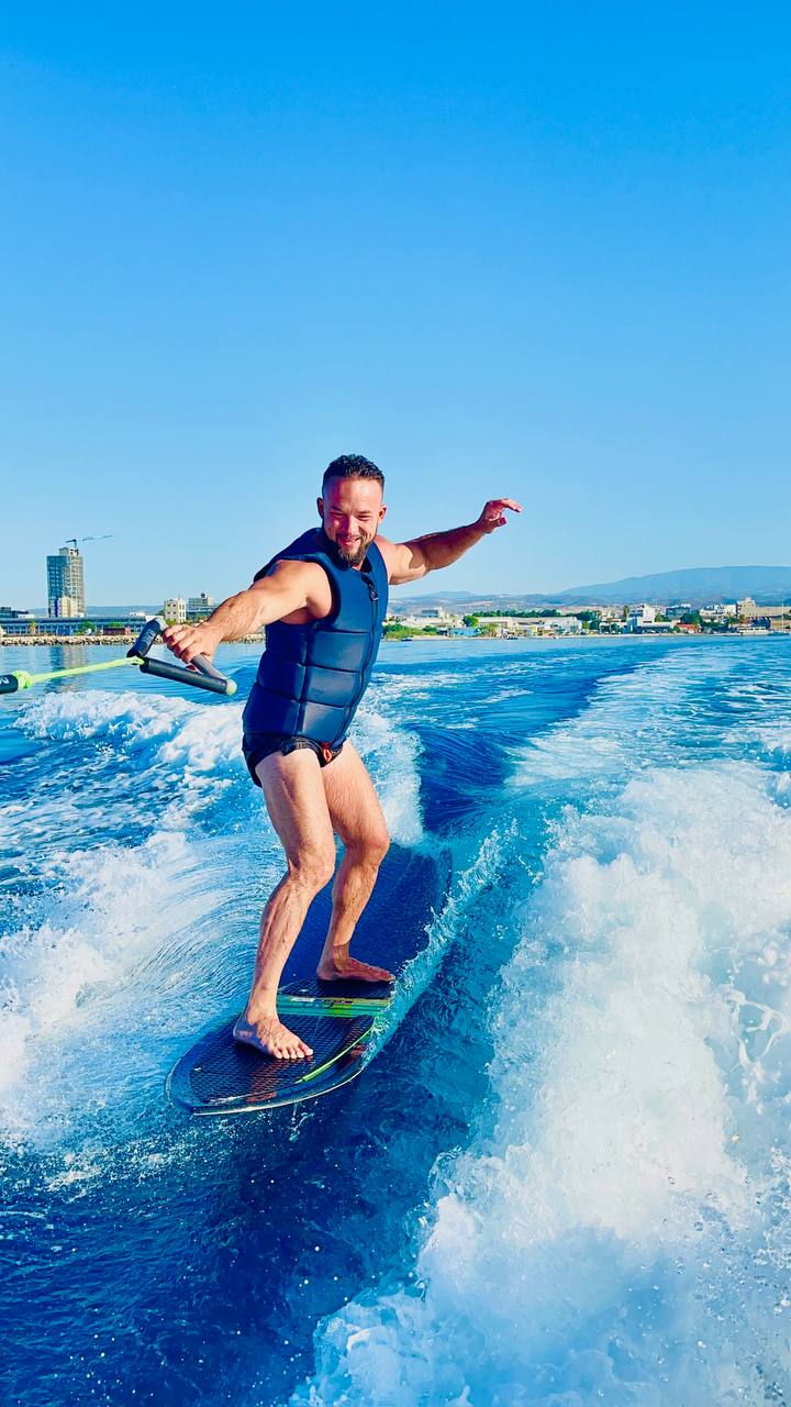 Child on wakesurf board