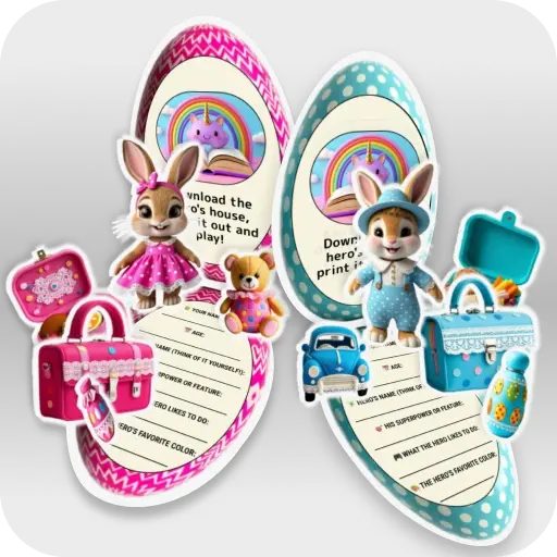 Character Bunny and his things with a questionnaire