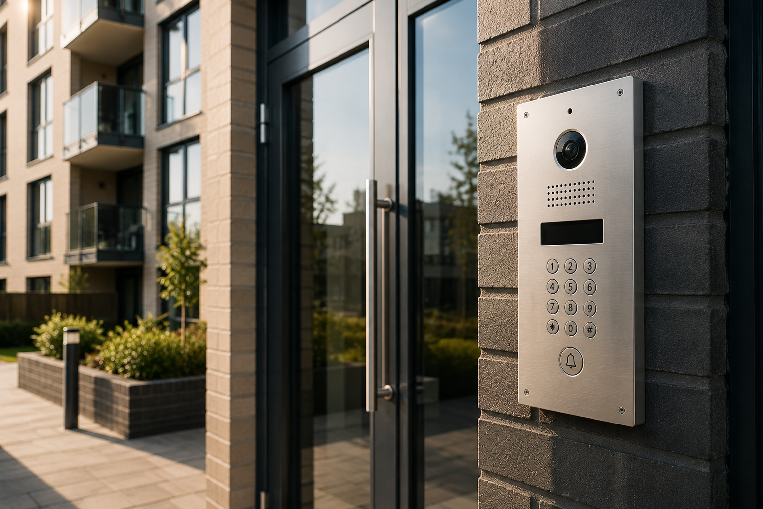 Modern video intercom at entrance