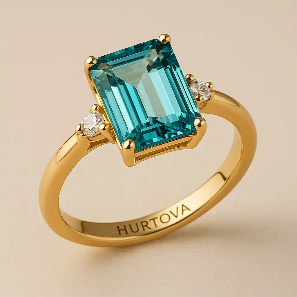 Каблучка з геліодором у золоті 750 проби, ювелірні прикраси HURTOVA 