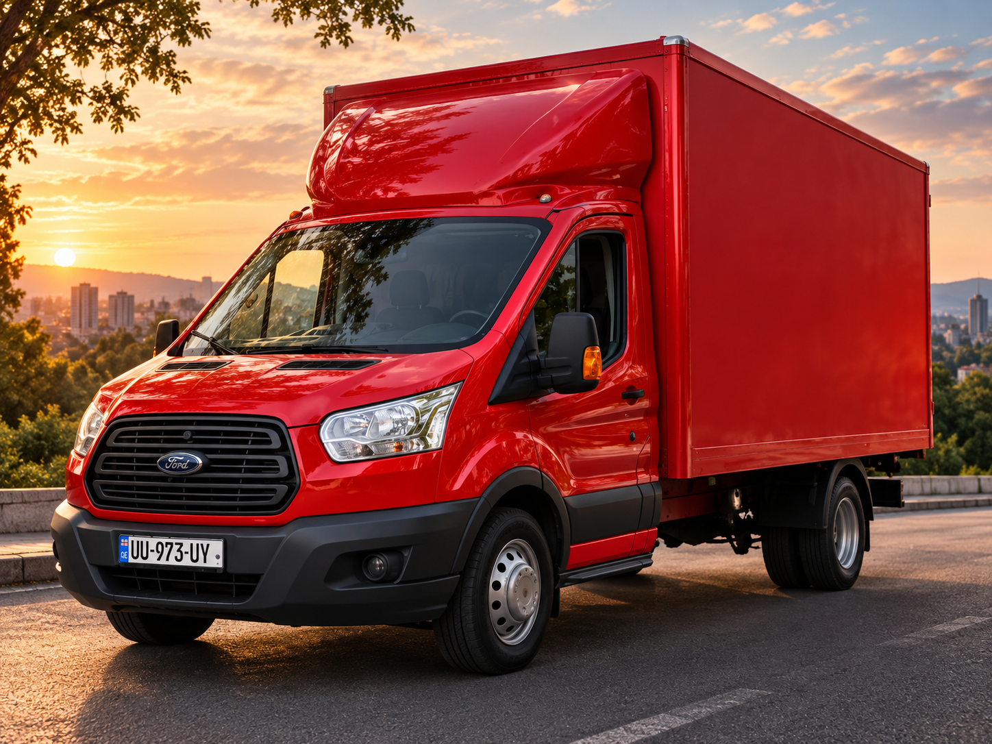 GadaGo's red transport trailer — furniture shipping and cargo transportation in Tbilisi and across Georgia