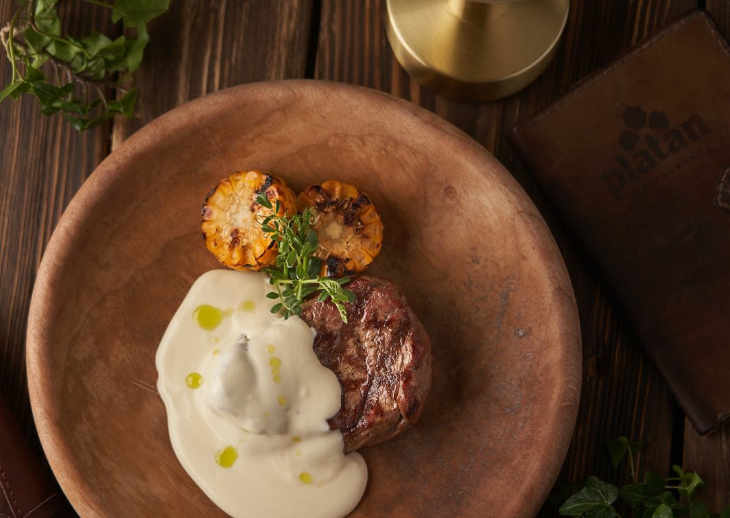 Steak with blue-cheese sauce