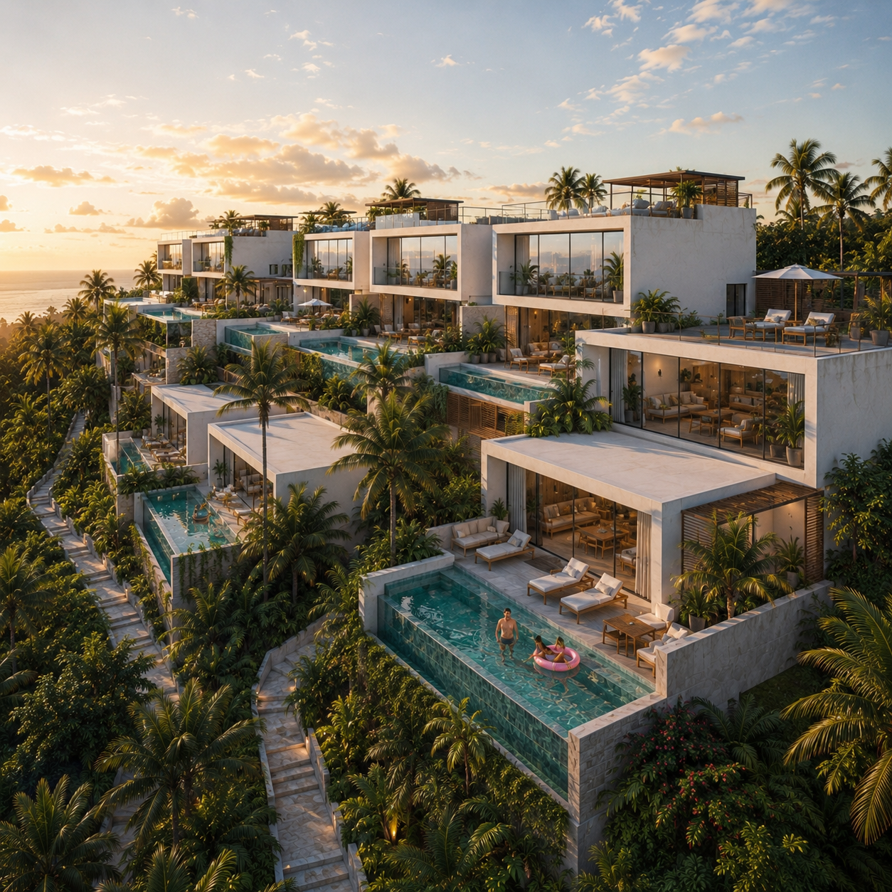 OctaSun Residence terraced villas at sunset