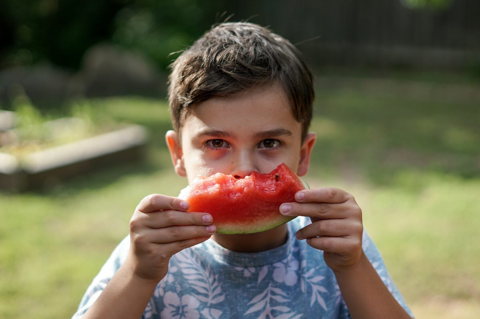 Child eating watermelon