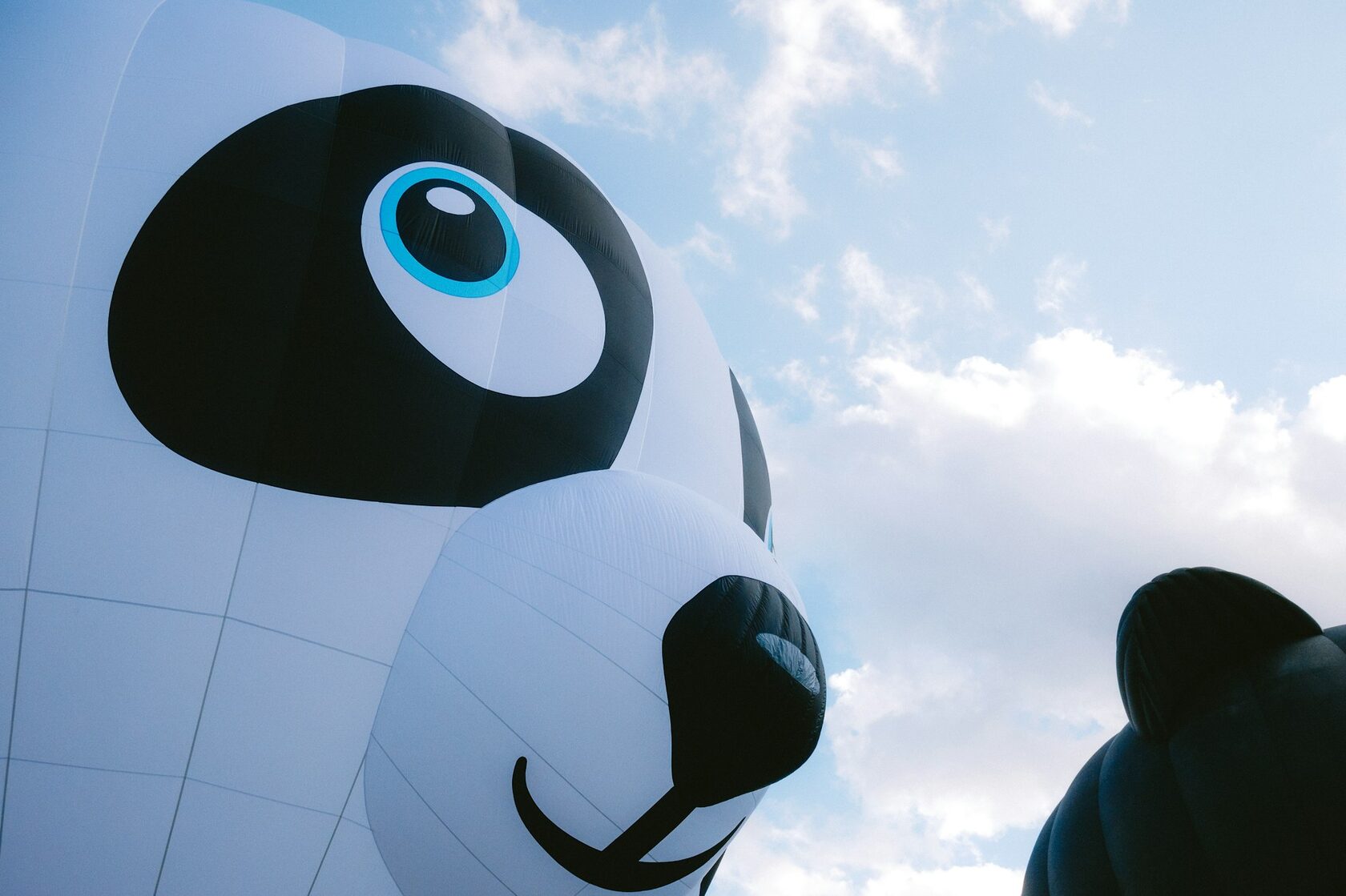 Panda with balloon minimalist tattoo