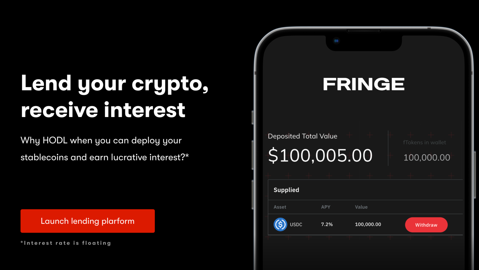 Lend your crypto, receive interest