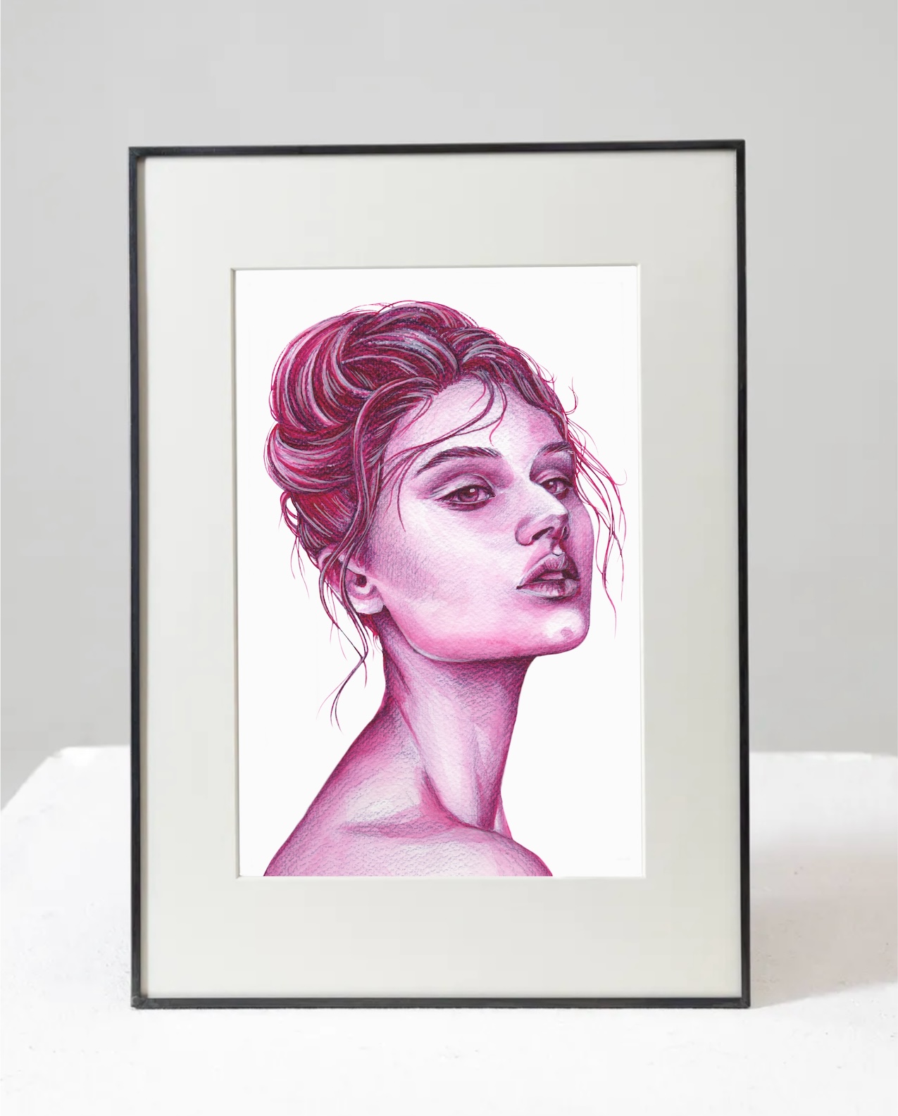 PINK GIRL female woman portrait by artist VELLY vellyart artvelly purchase painting купить картину, акварельный портрет девушки женщины Вэлли художник vellyart.com