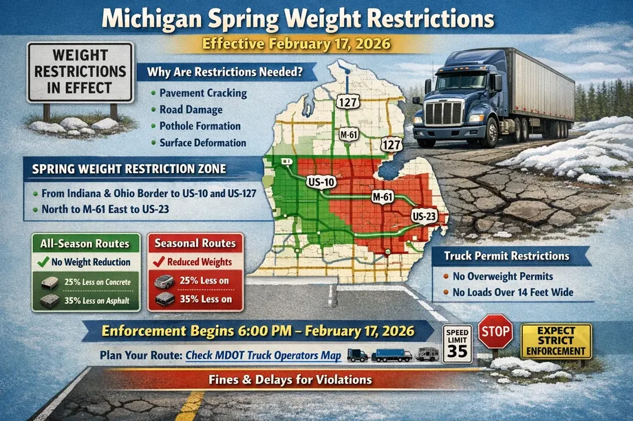 Michigan Spring Weight Restrictions 2026