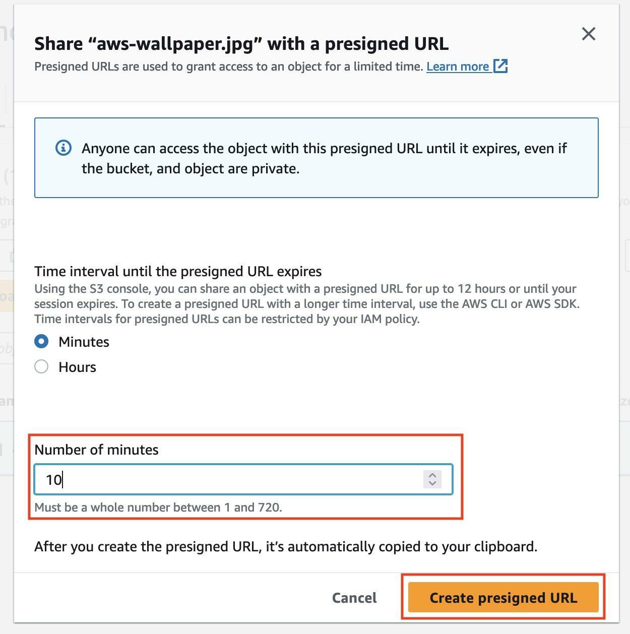 S3 Bucket PreSigned URLs