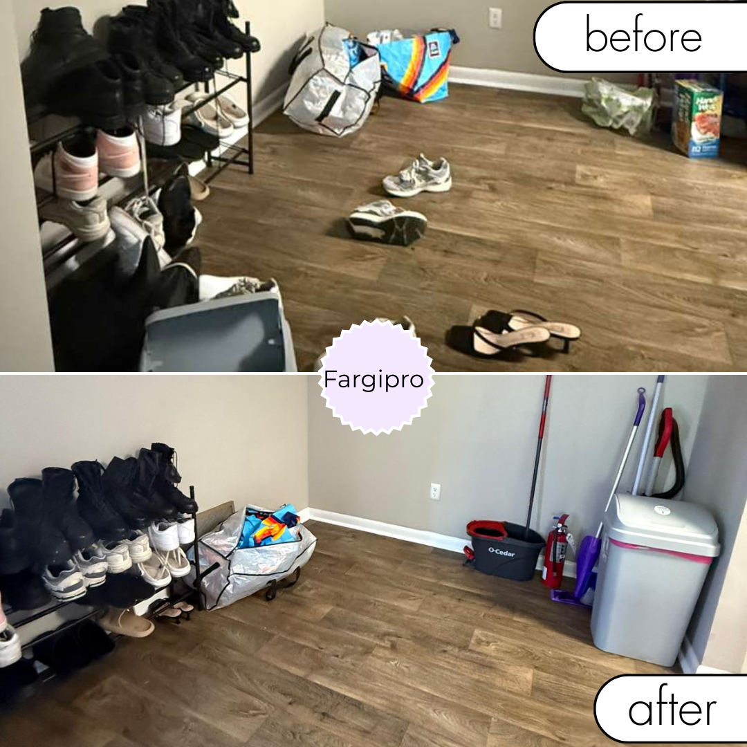 Entryway before and after cleaning