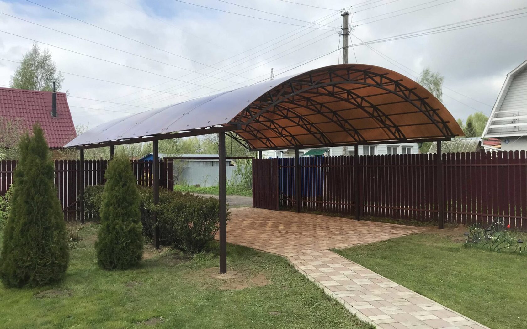 Металлический навес для авто под ключ — AutoNaves